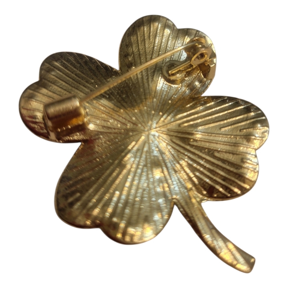 Four Leaf Clover Brooch - Picture 4 of 5